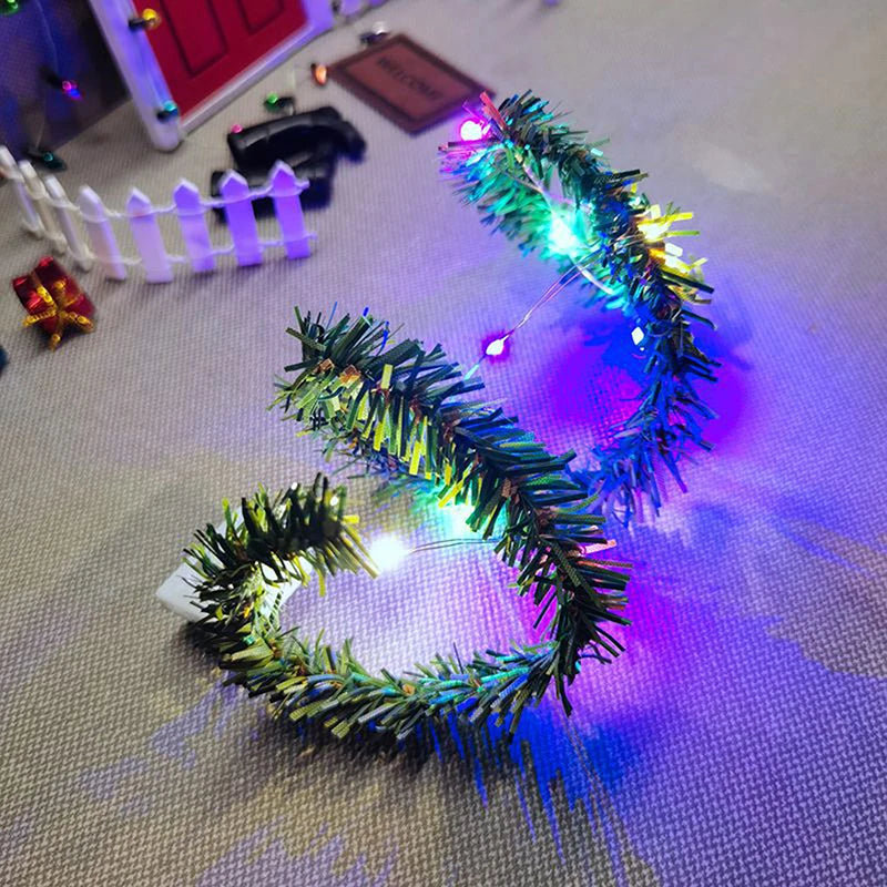 Miniature Christmas LED Luminous Light String Ornament Dollhouse Decoration