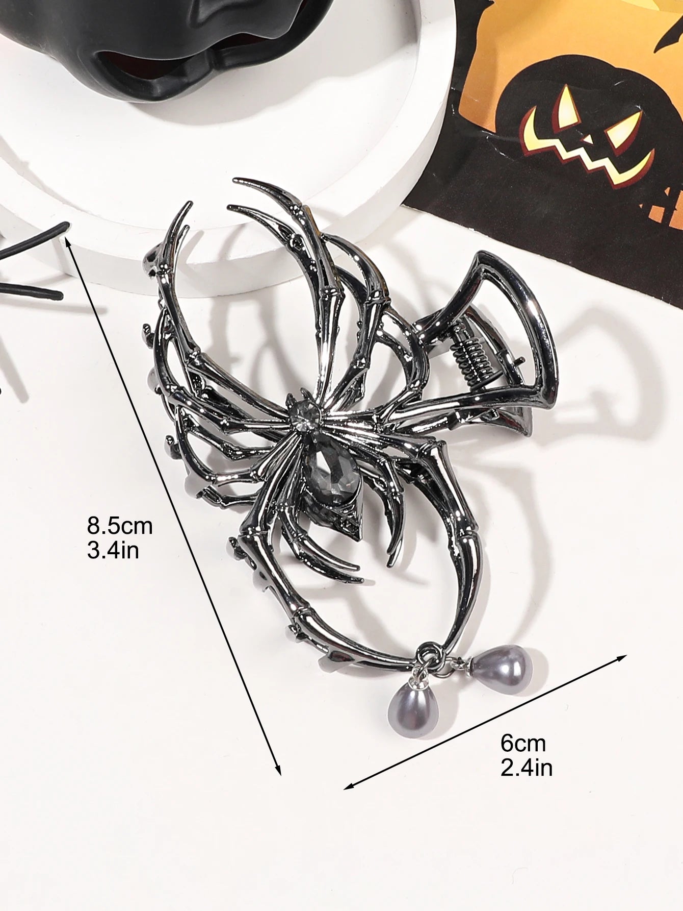 1Pcs Halloween Black Spider Hair Claw Clips