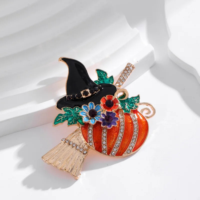 Pumpkin Witch Brooches For Women And Men