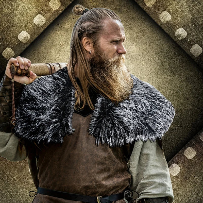 Fur Collar Winter Clothing King Warrior Cloak