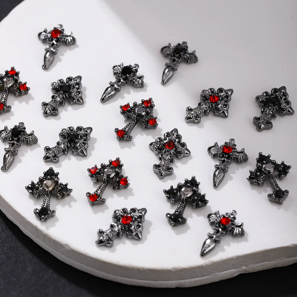 10pcs/pack Punk style three-dimensional cross personalized nail art alloy