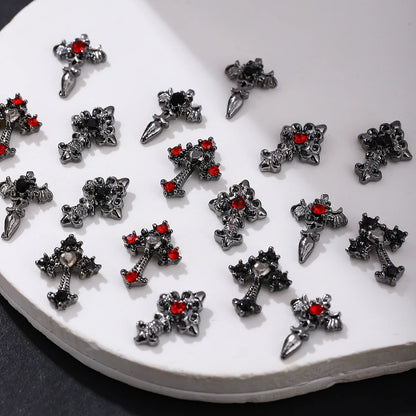 10pcs/pack Punk style three-dimensional cross personalized nail art alloy