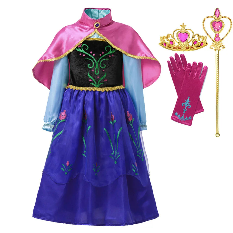 Summer Fancy Queen Elsa Anna Costume Girls