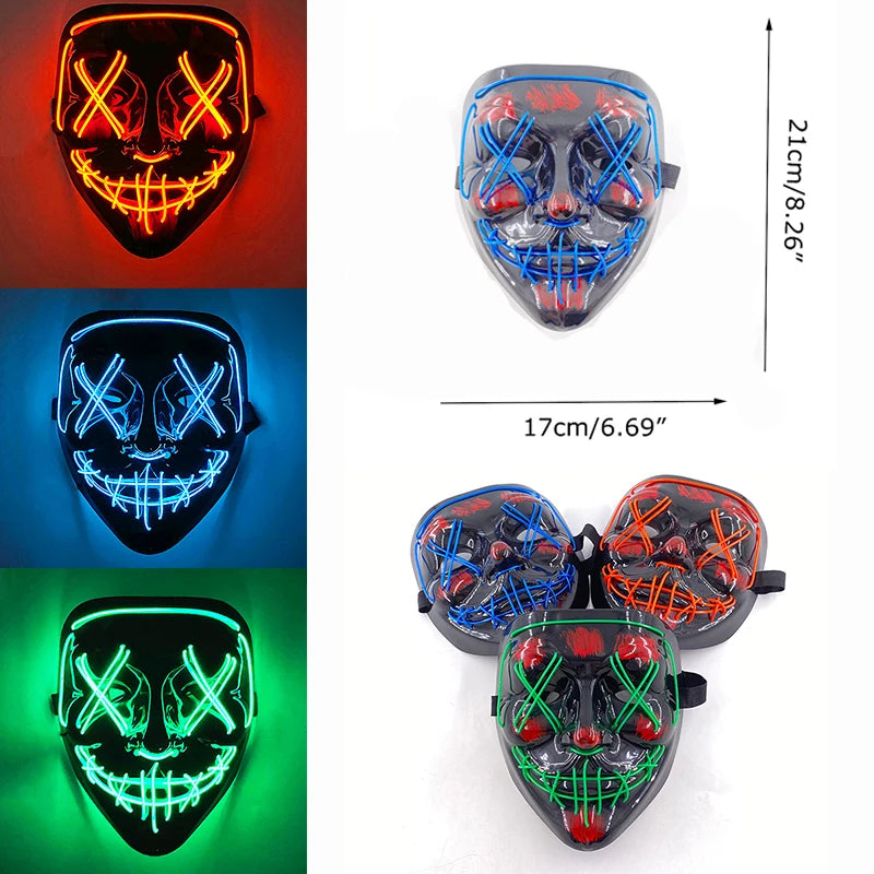 Halloween Led Mask Light Up Scary Mask And Gloves