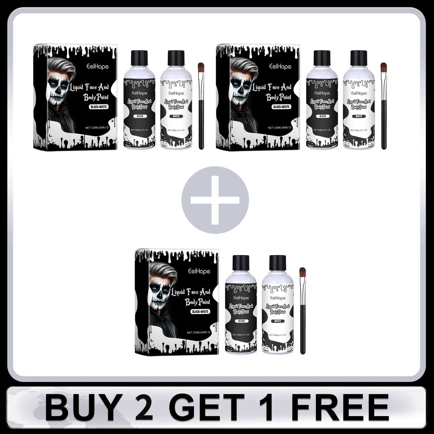 Halloween Party Liquid Face and Body Paint Black 120ml