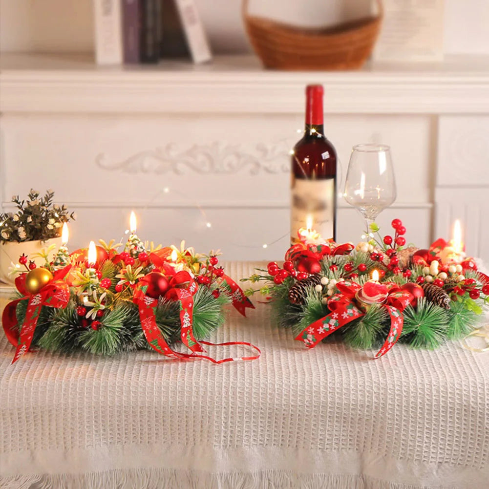 Candlestick Garlands Christmas Wreath - Elegant Seasonal Decor