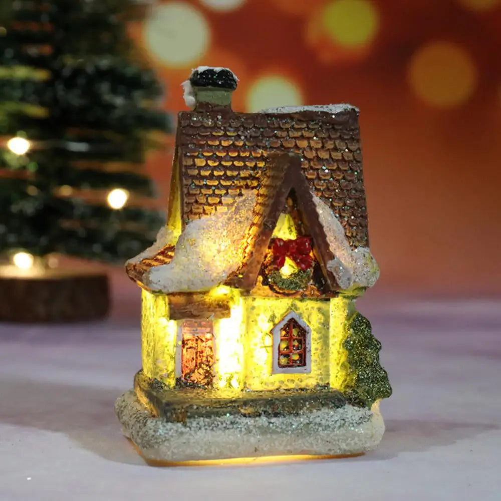 Christmas LED Light Wooden House Luminous Cabin