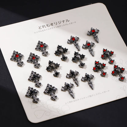 10pcs/pack Punk style three-dimensional cross personalized nail art alloy