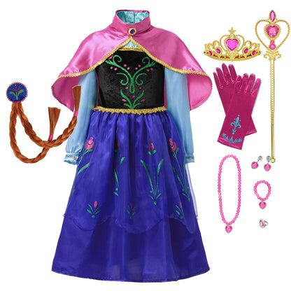 Summer Fancy Queen Elsa Anna Costume Girls