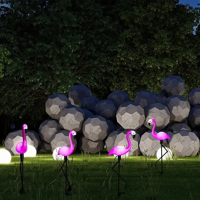 1 Pc Outdoor Solar Lights Flamingo Garden Led