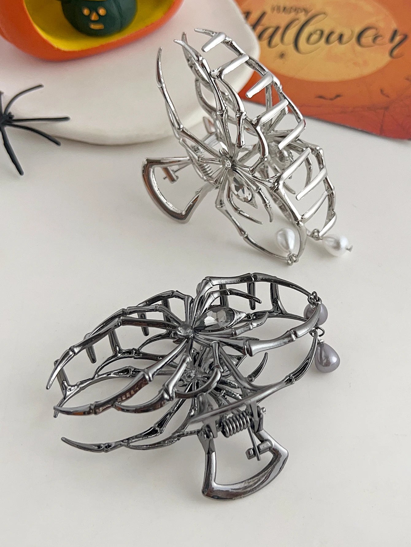1Pcs Halloween Black Spider Hair Claw Clips