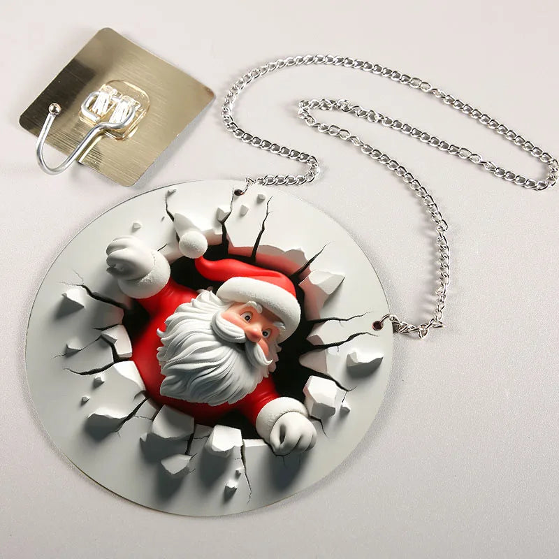 Round Acrylic Santa Claus Wall Hanging Sign