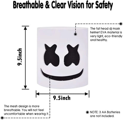 LED DJ Mask Lifelike Marshmello Mask