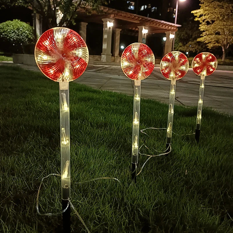 4 Pcs Solar Lights Lollipop Outdoor Lamps