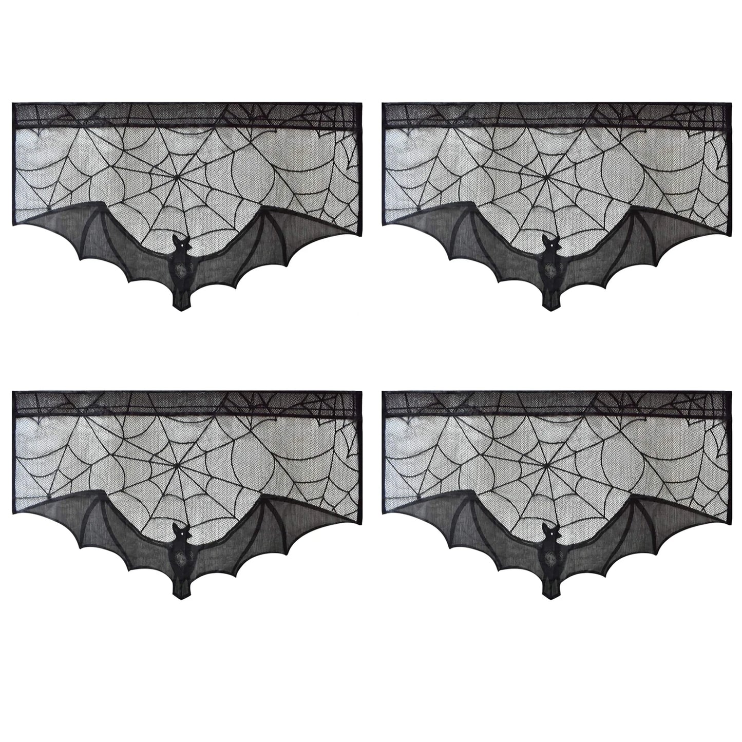 1pc Halloween Lace Curtain Black Bat Spider