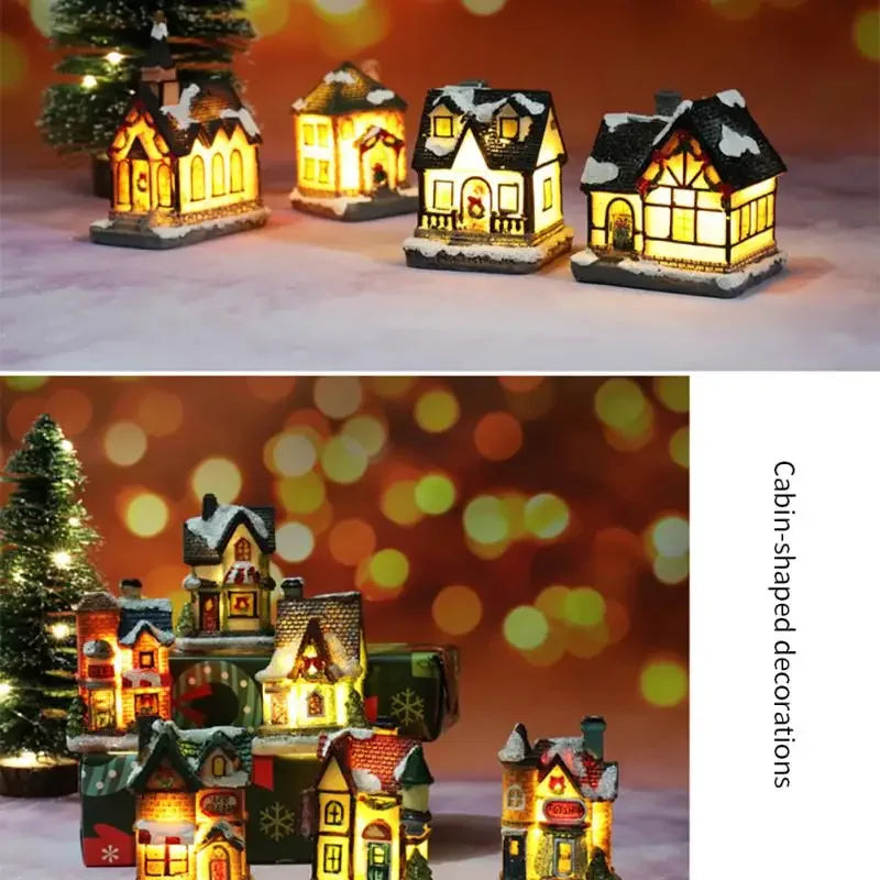 Christmas LED Light Wooden House Luminous Cabin