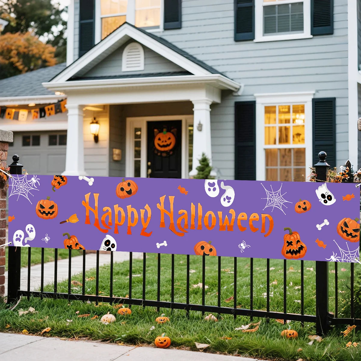 Happy Halloween Banner Pumpkin Ghost