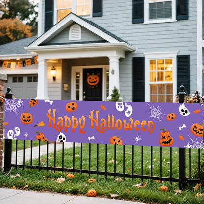 Happy Halloween Banner Pumpkin Ghost