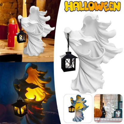 Resin Ghost Lamp Spooky Halloween Witch Lantern