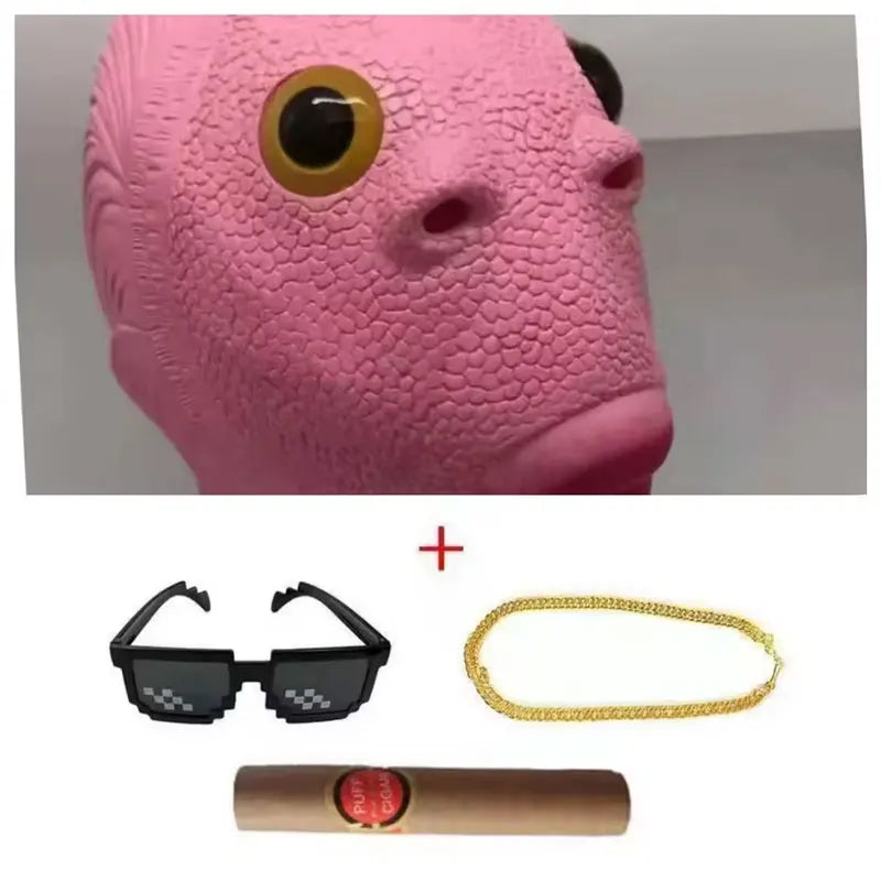Cospaly Green Fish headed Monster Mask