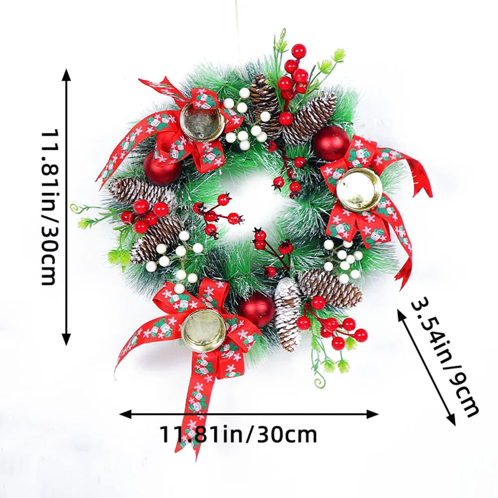 Candlestick Garlands Christmas Wreath - Elegant Seasonal Decor