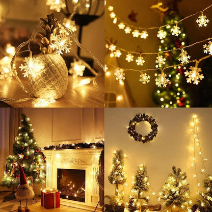 5M/10M LED Snowflake Christmas Garland Fairy Lights