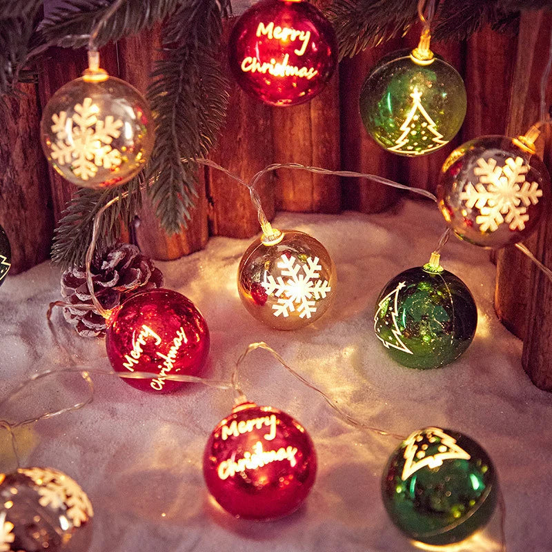 Christmas Ball LED Lights Star Round Xmas Tree Hanging String Lamp