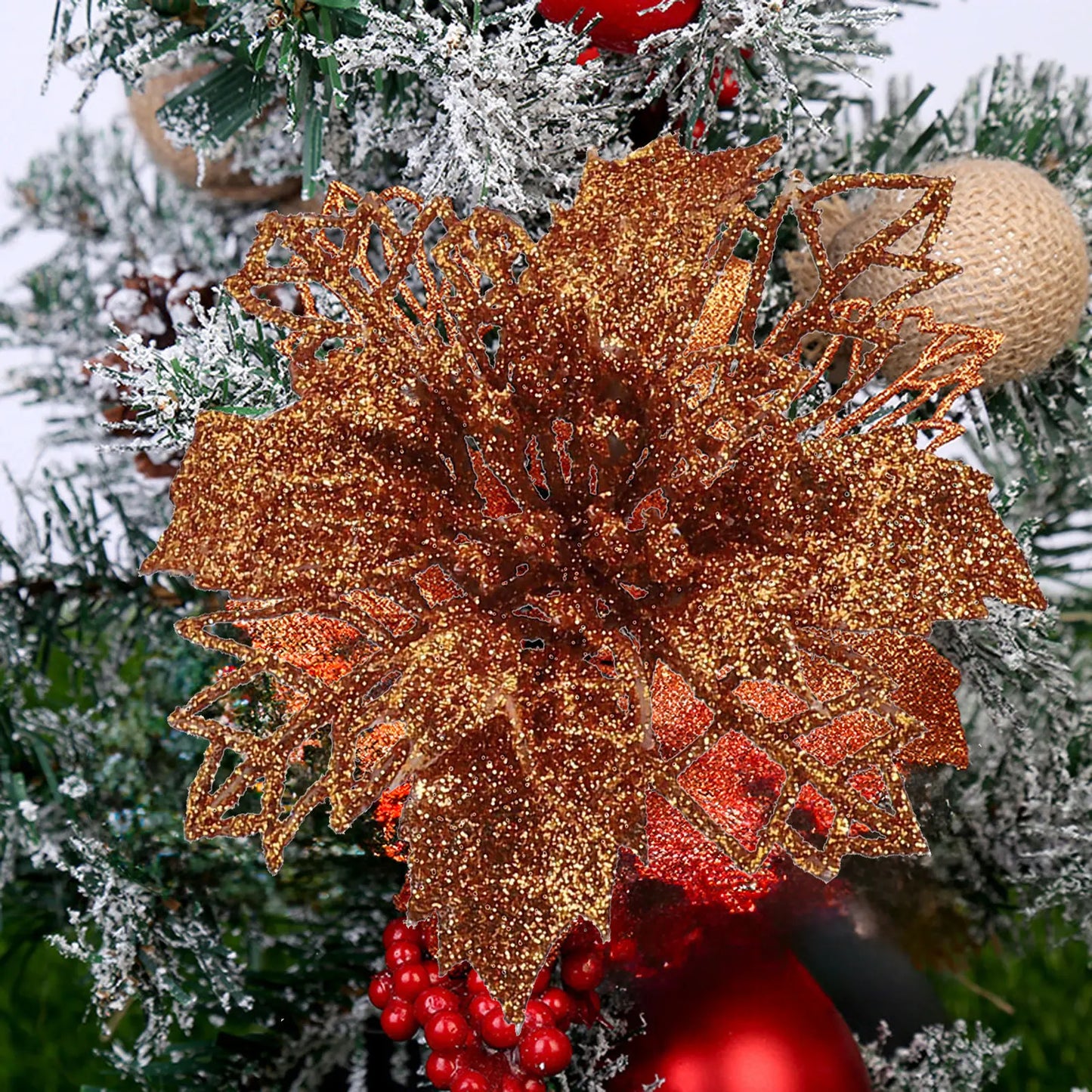 Artificial Flower Hollow Ornaments – Christmas Tree Decor