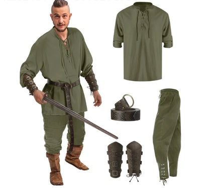 4 Pcs Halloween Men's Renaissance Costume Set