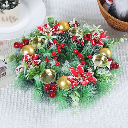 Candlestick Garlands Christmas Wreath - Elegant Seasonal Decor