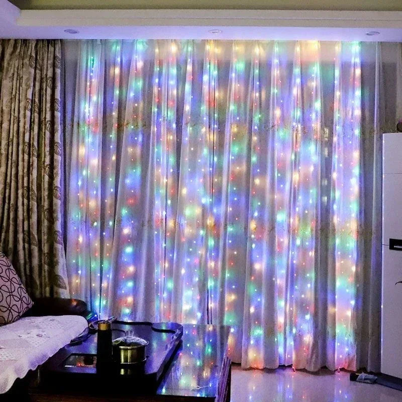 LED Curtain Fairy Lights 8 Lighting Modes Christmas Decoration