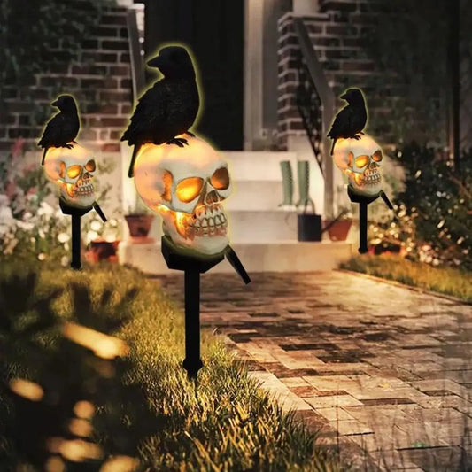 1pc Outdoor Skull & Crow Solar Lights