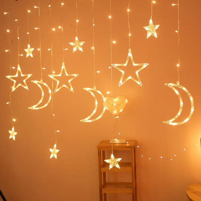 Curtain Garland Star Moon Fairy String Lights Led