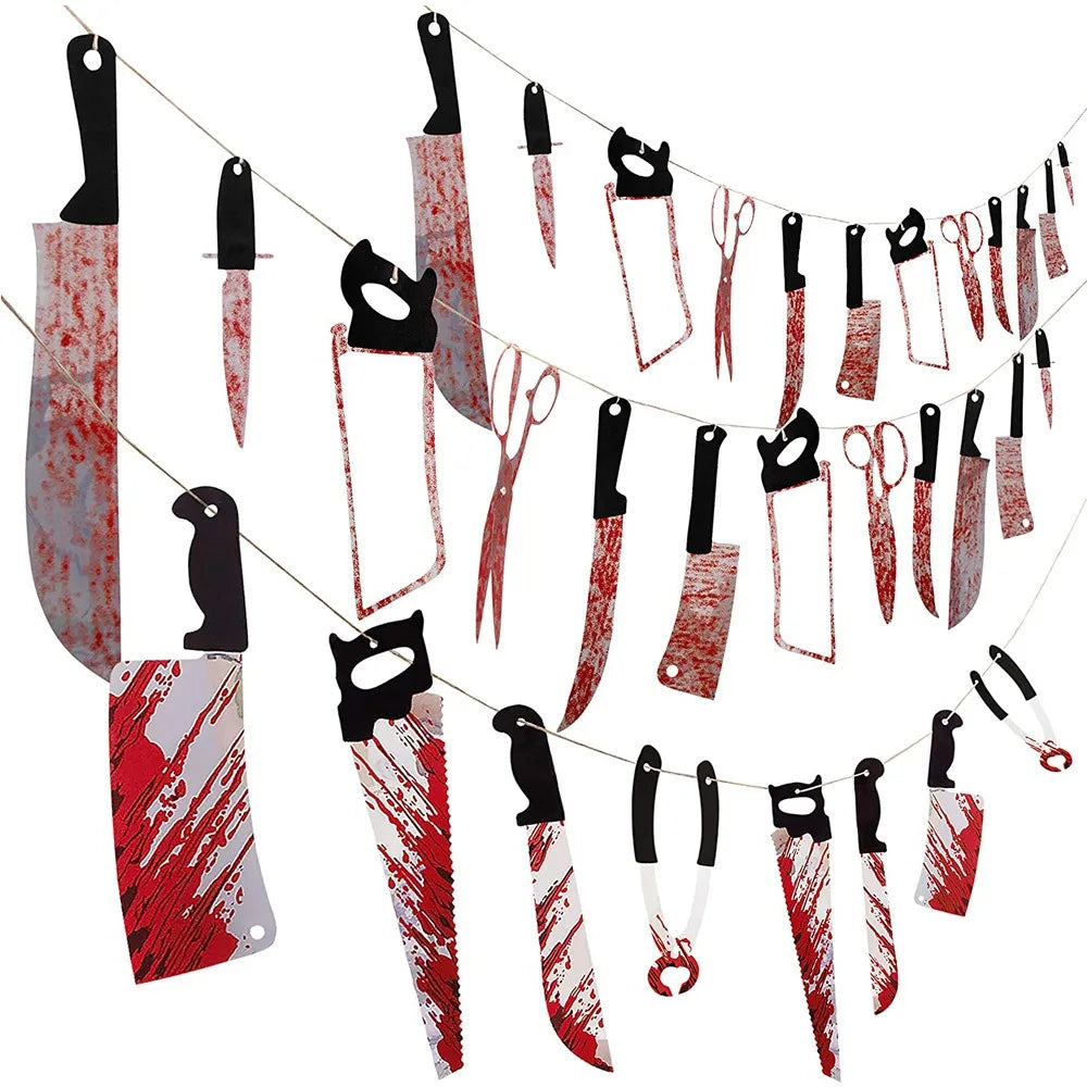 Halloween Haunted Blood Knife Banner - Festivewarehouse™