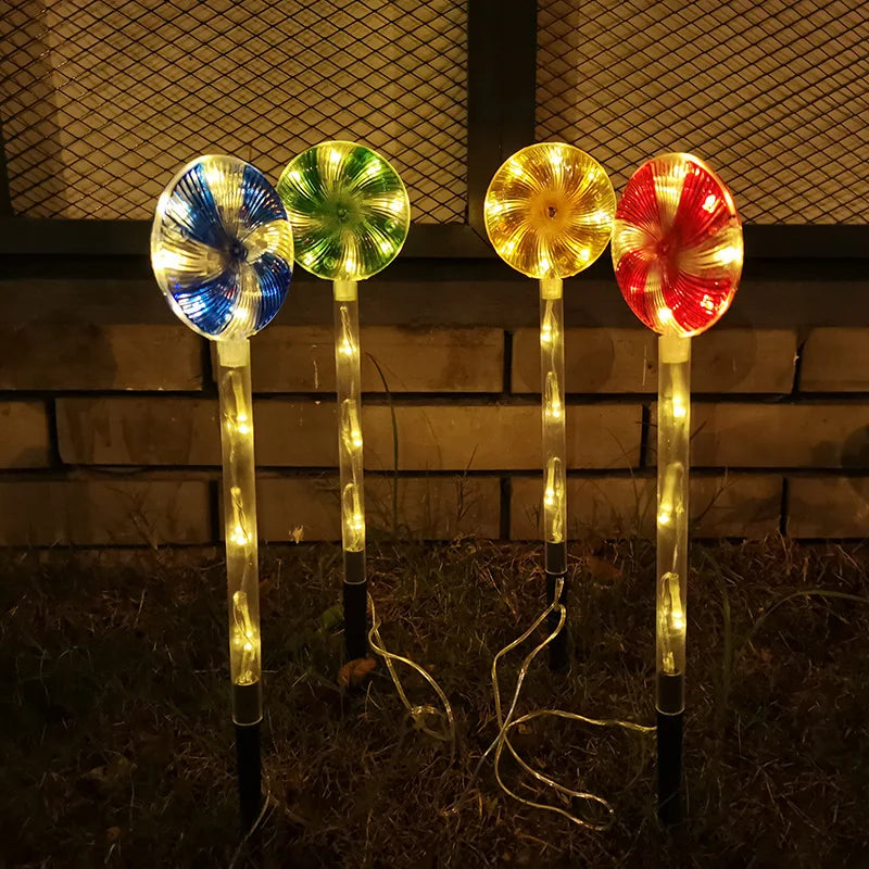 4 Pcs Solar Lights Lollipop Outdoor Lamps