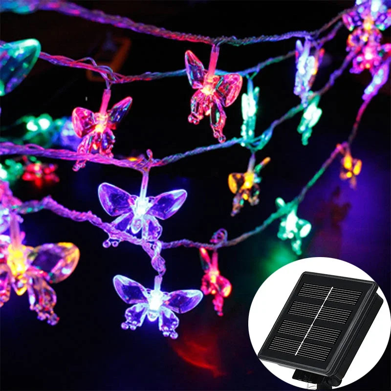 20/30/50/100 LED Light 8 Mode Crystal Butterfly Solar String Lights