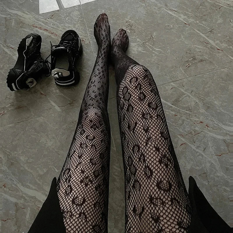 Sexy Black Spider Web Mesh Pantyhose