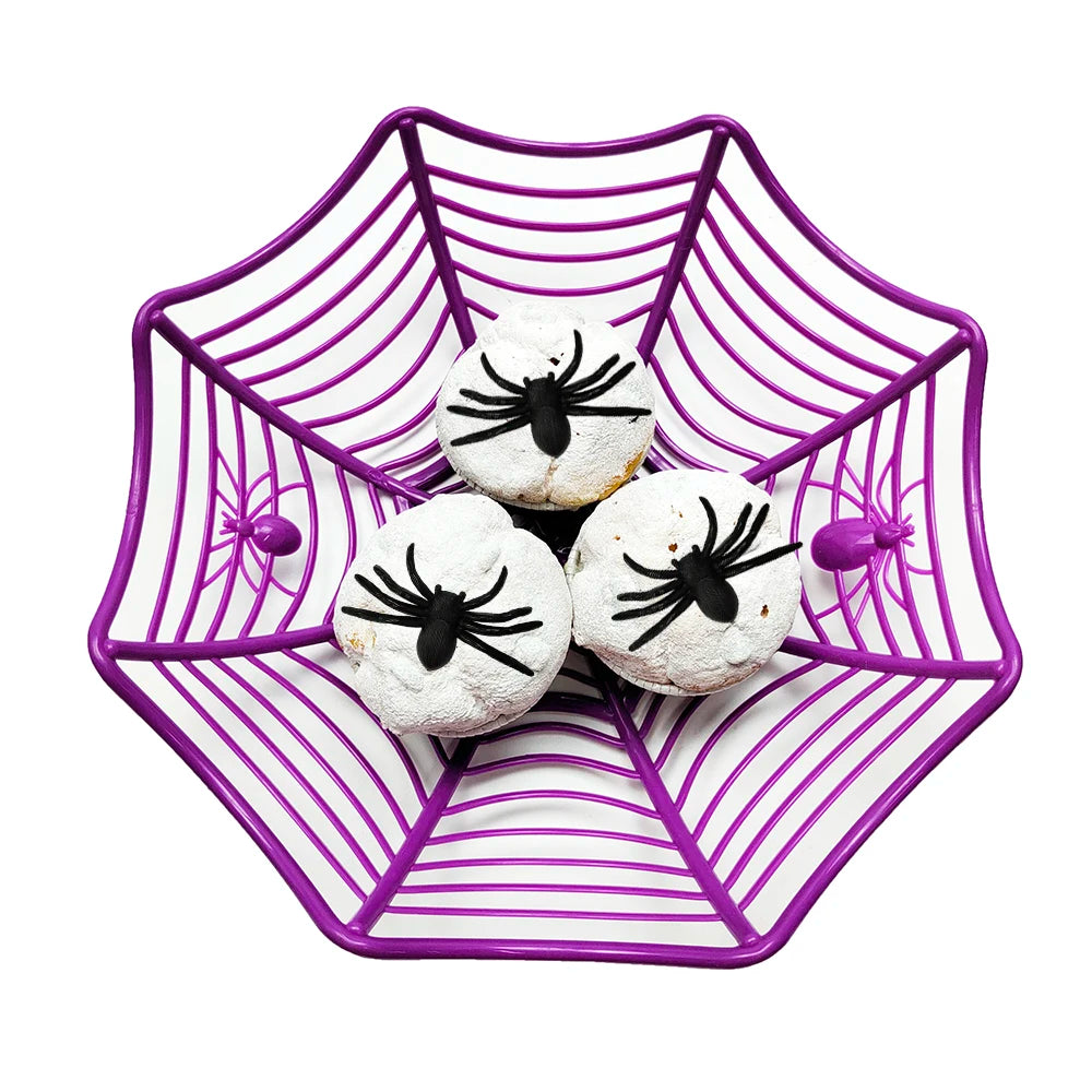 Halloween Candy Basket Black Orange Spider Web
