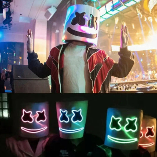 LED DJ Mask Lifelike Marshmello Mask