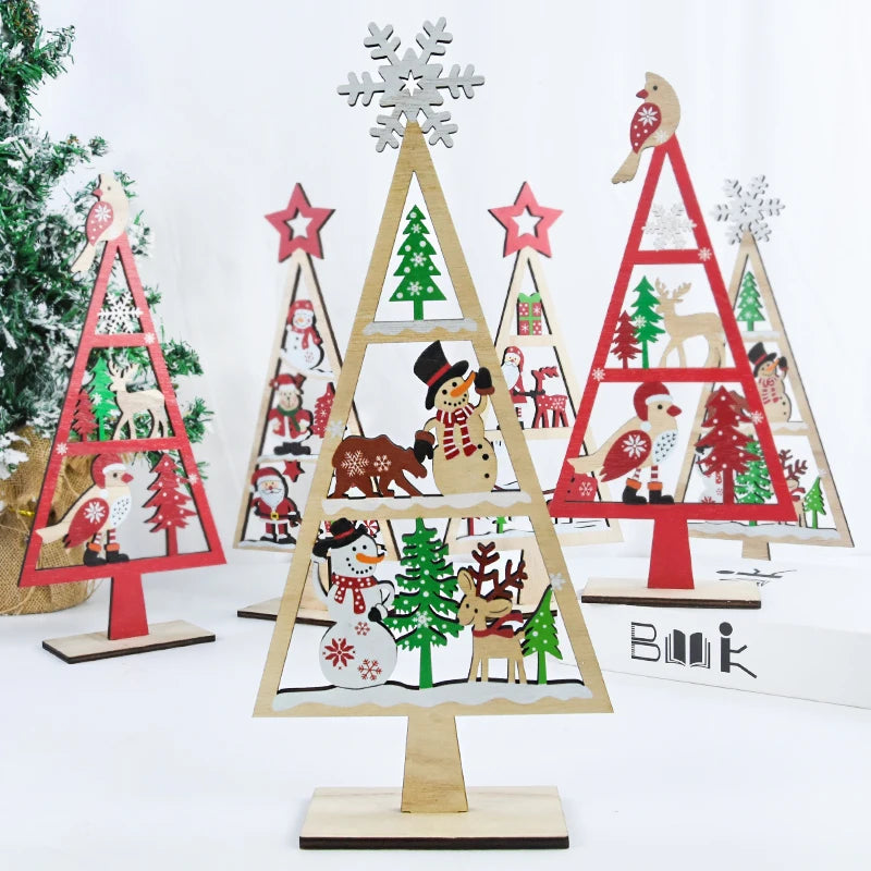 1PC Mini Wooden Christmas Tree Shape Tabletop