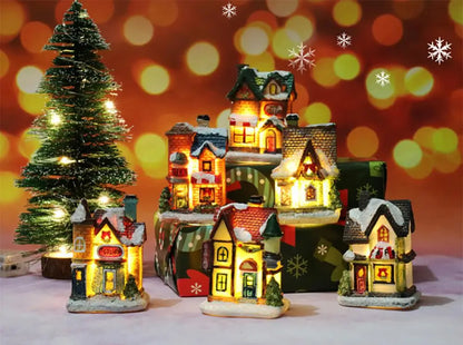 Christmas LED Light Wooden House Luminous Cabin