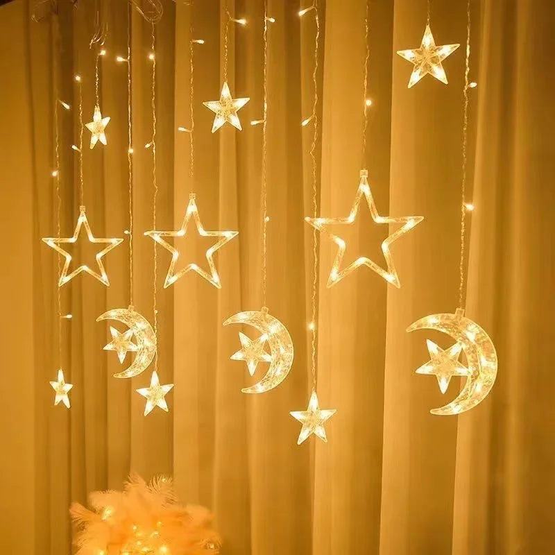 Curtain Garland Star Moon Fairy String Lights Led