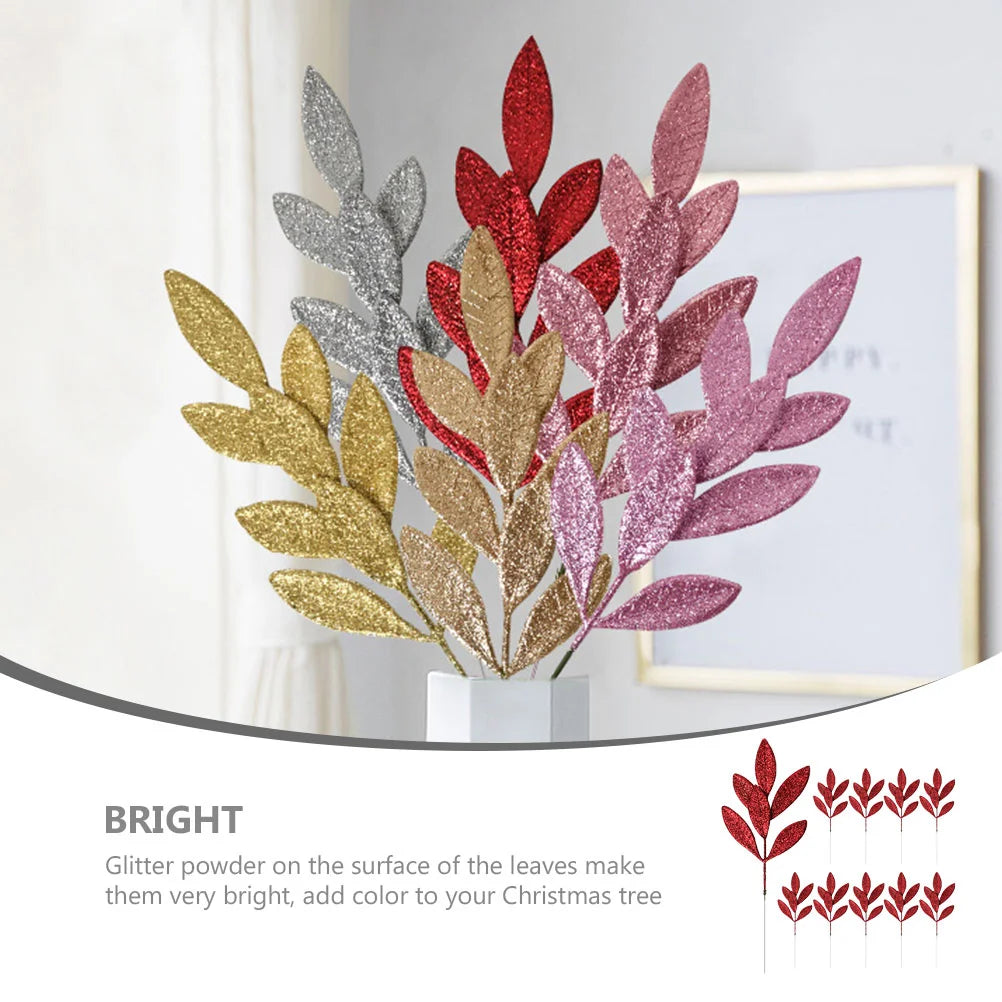 10 Pcs Christmas Gold Pink Leaf Tree Garland