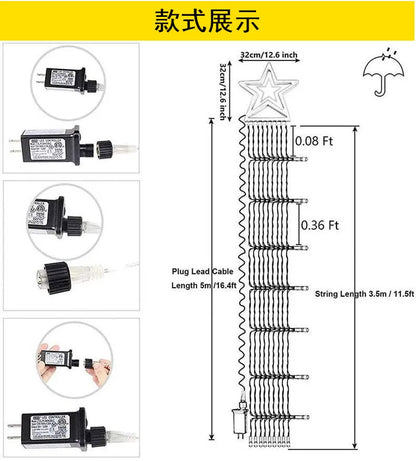 Led Star Waterfall String Light For Garden/Patio/Tree