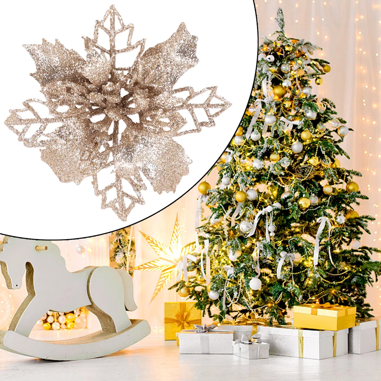 Artificial Flower Hollow Ornaments – Christmas Tree Decor