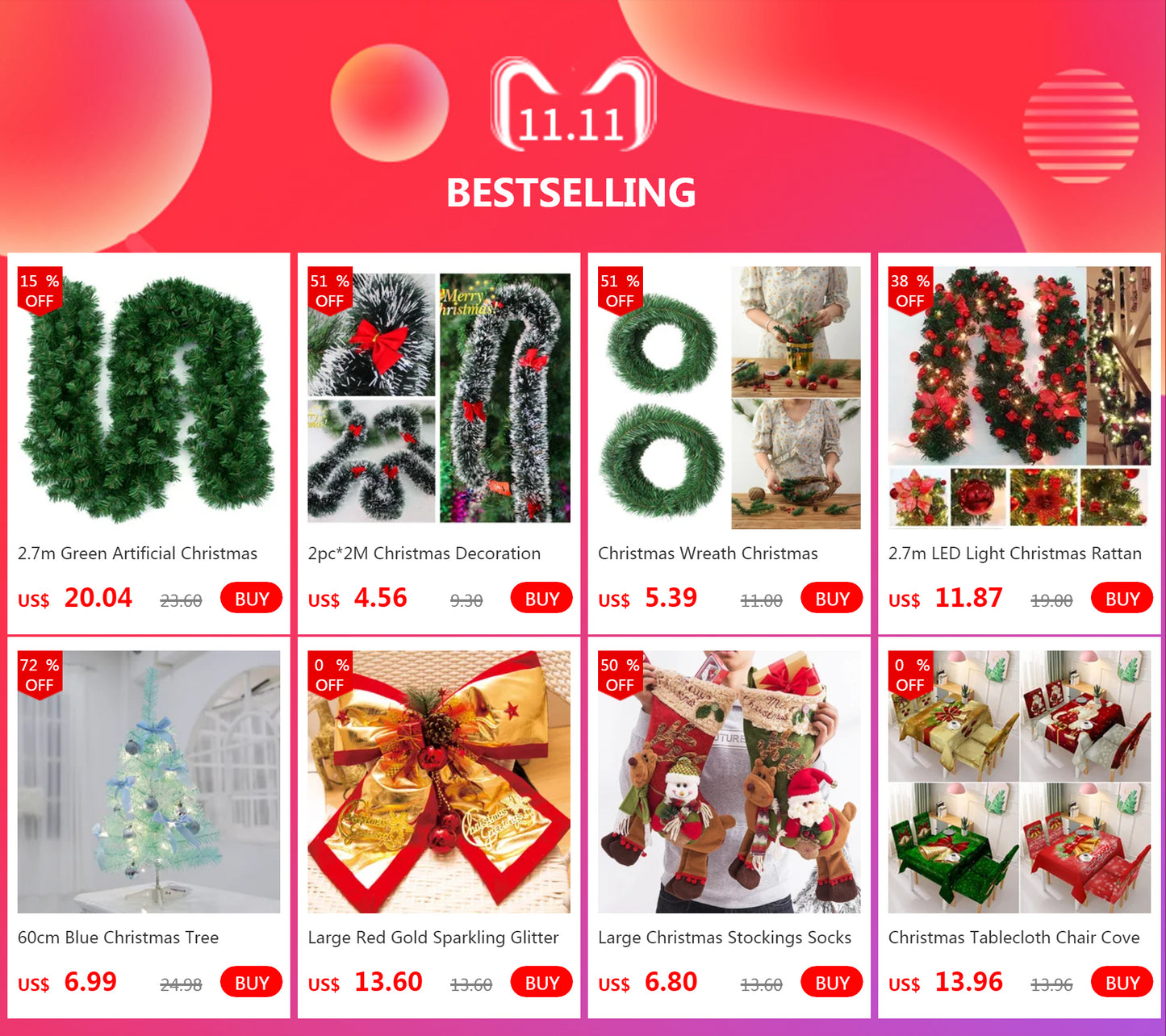 Christmas Decor - Artificial Flowers & Greenery, Gift Decor - Decorative Wreath for Home & Holiday