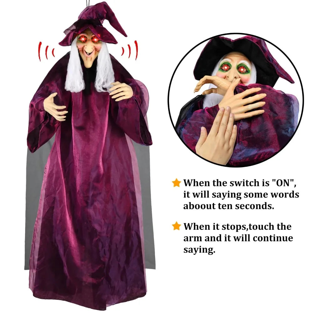 Halloween Life Size Talking Witch Outdoor Purple
