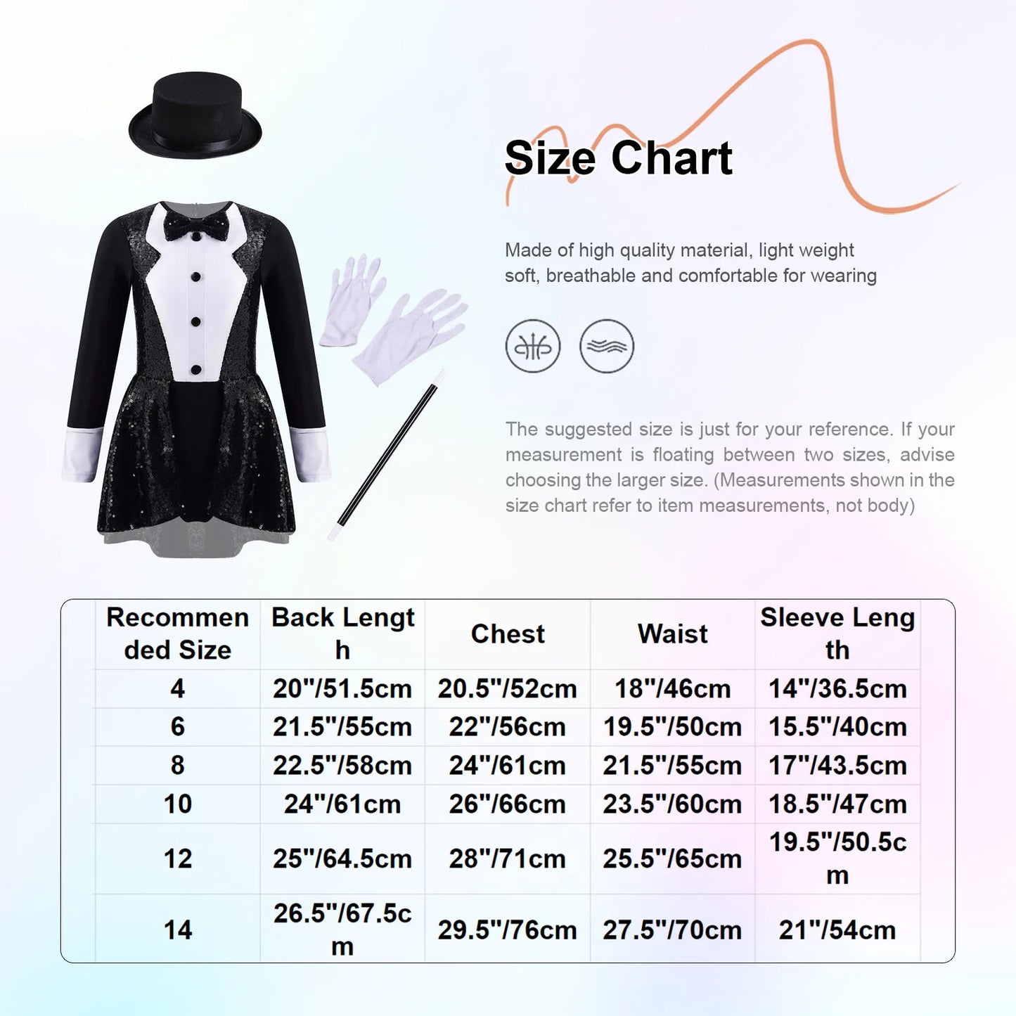 Girls Magician Costume Set Long Sleeve