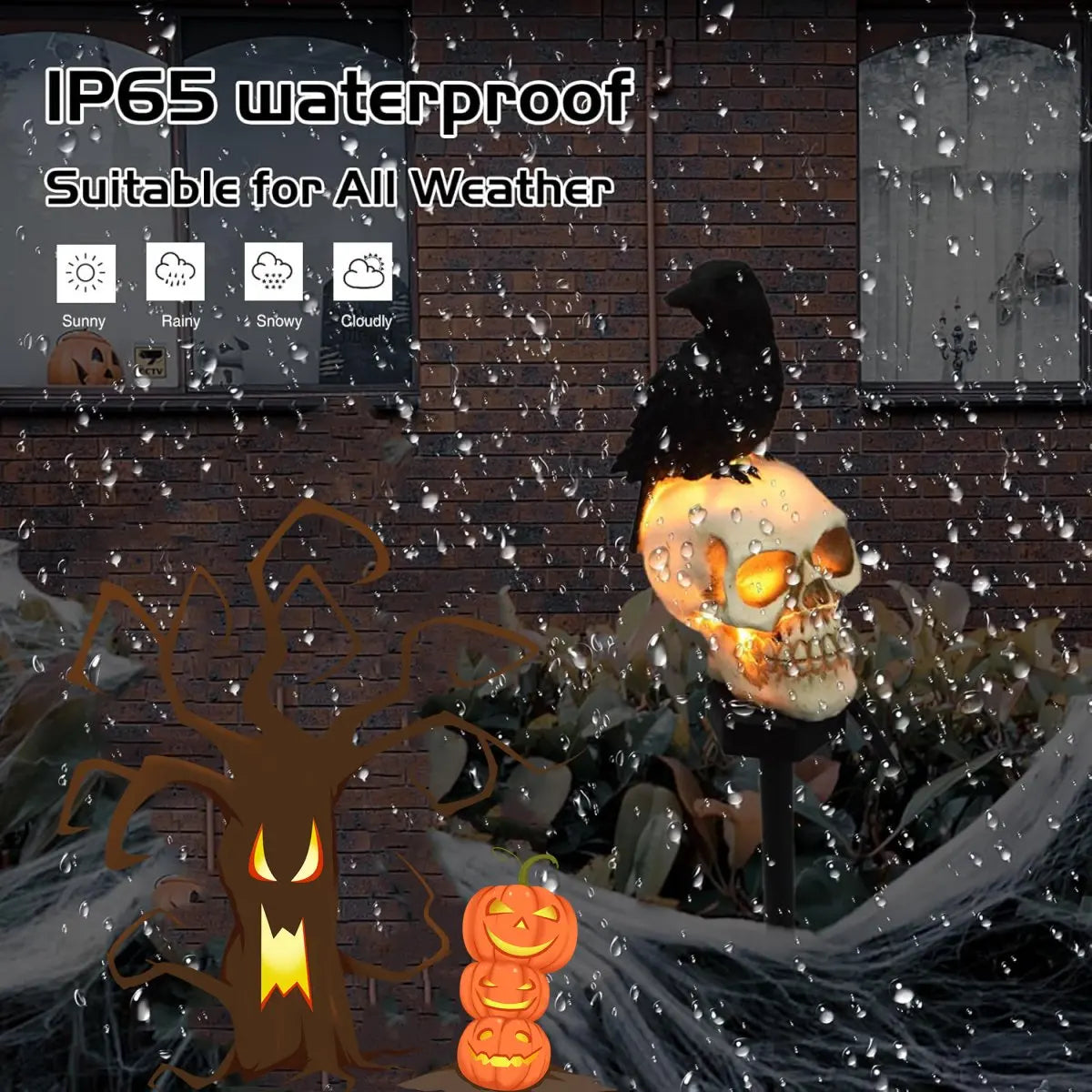 1pc Outdoor Skull & Crow Solar Lights
