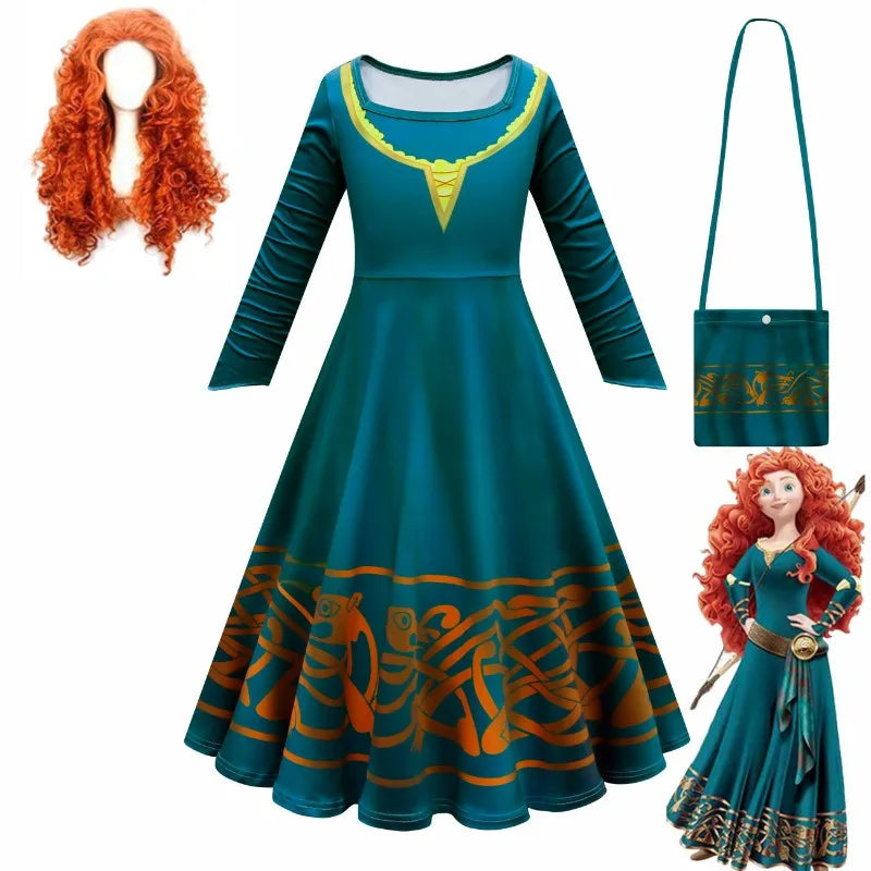 Princess Merida Costume and Wig for Girls - Festivewarehouse™